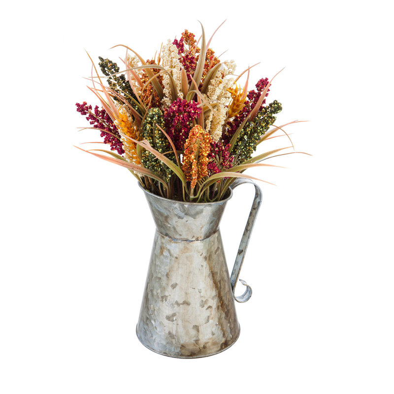 August Grove® Heather Floral Arrangements in Milk Jug Vase Wayfair